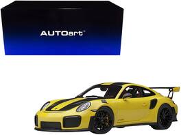 Porsche 911 (991.2) GT2 RS Weissach Package Racing Stripes 1/18 Model Car by Autoart - Yellow With Carbon