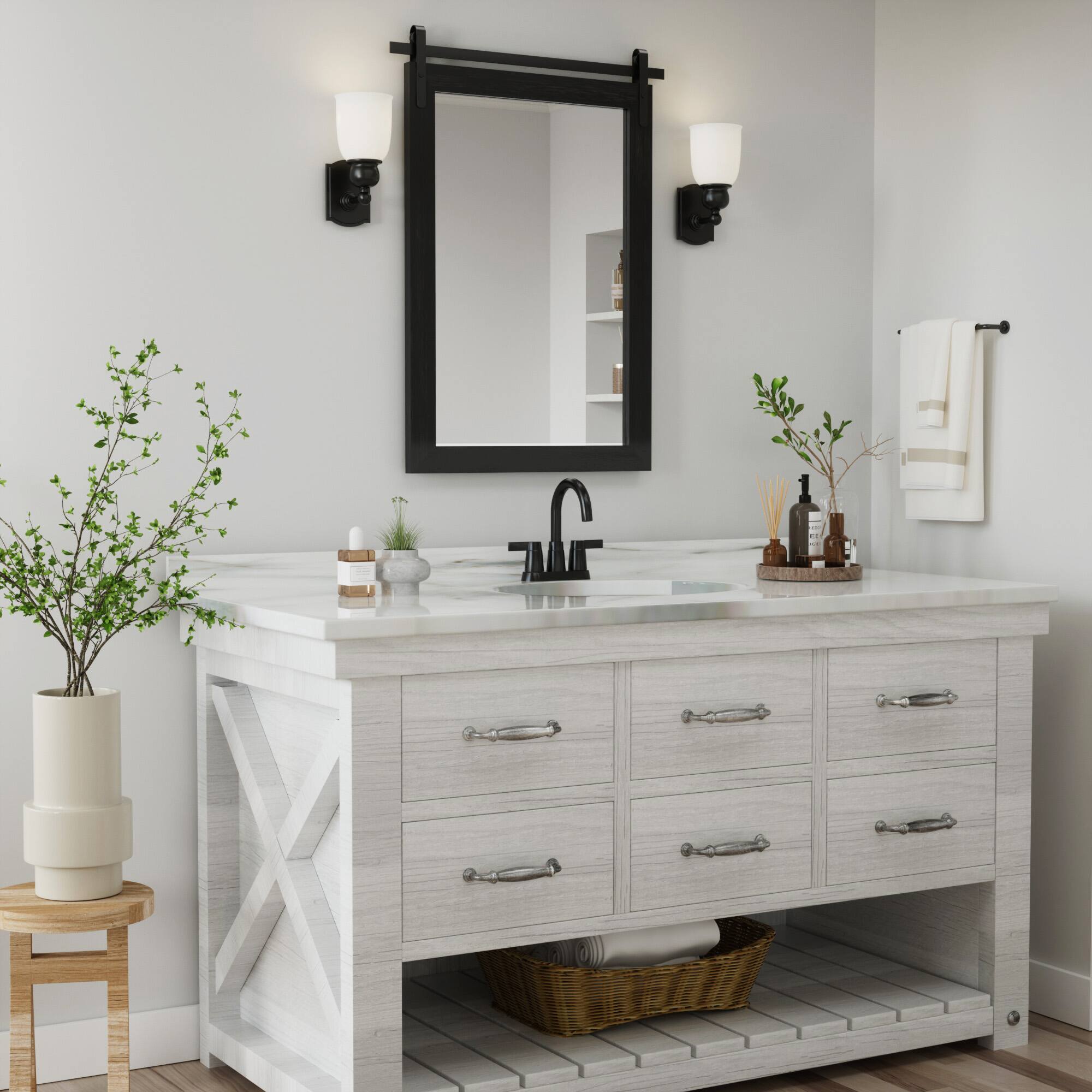 Alt View 6. PAIHOME - Wood Wall Mirror Modern Farmhouse Accent Rectangular Bathroom Mirror Vanity Mirror for Bedroom Living Room Decor - Black - 18"x26".