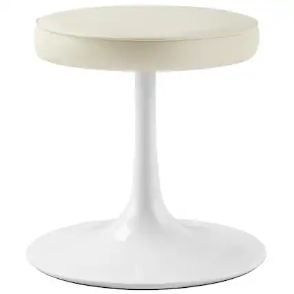 Front. Modway - Lippa Vegan Leather Round Stool by Modway - Ivory.