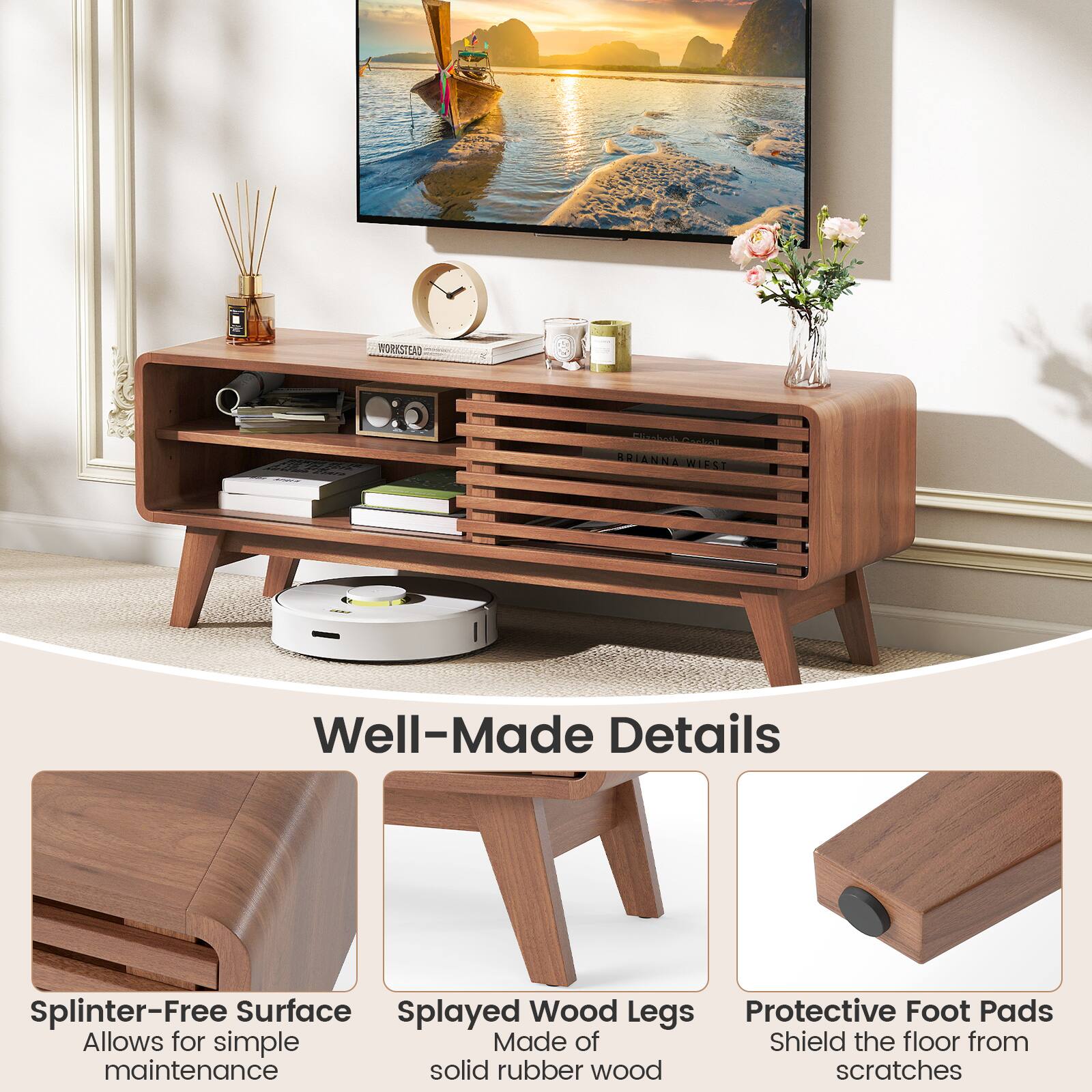 WORKSTEAD

Well-Made Details

- Splinter-Free Surface
  Allows for simple maintenance

- Splayed Wood Legs
  Made of solid rubber wood

- Protective Foot Pads
  Shield the floor from scratches
