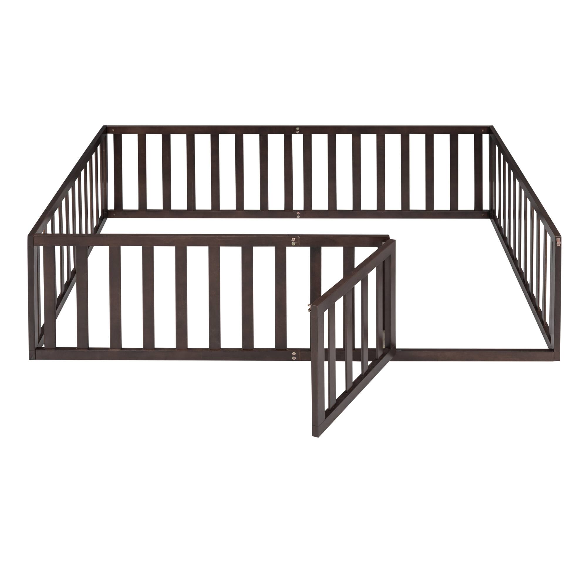 GOODSILO - Full Size Wooden Daybed Frame with Secure Fence for Children's Bedroom and Play Area - Walnut price history on PriceWatchPro