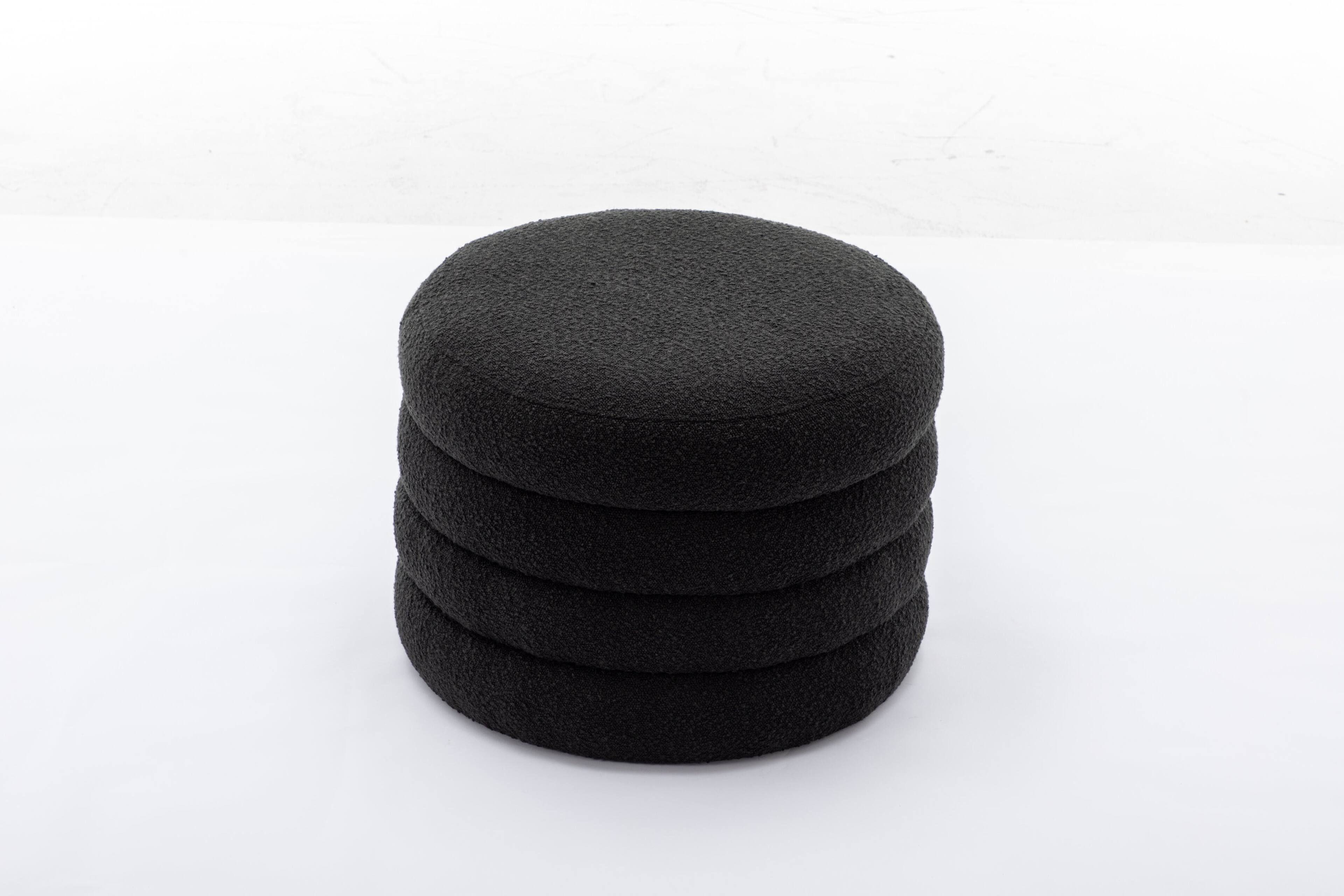 Alt View 8. GOODSILO - Soft Velvet Round Ottoman Footrest Stool with Wooden Frame for Living Room and Bedroom Comfortable Seating - Black.