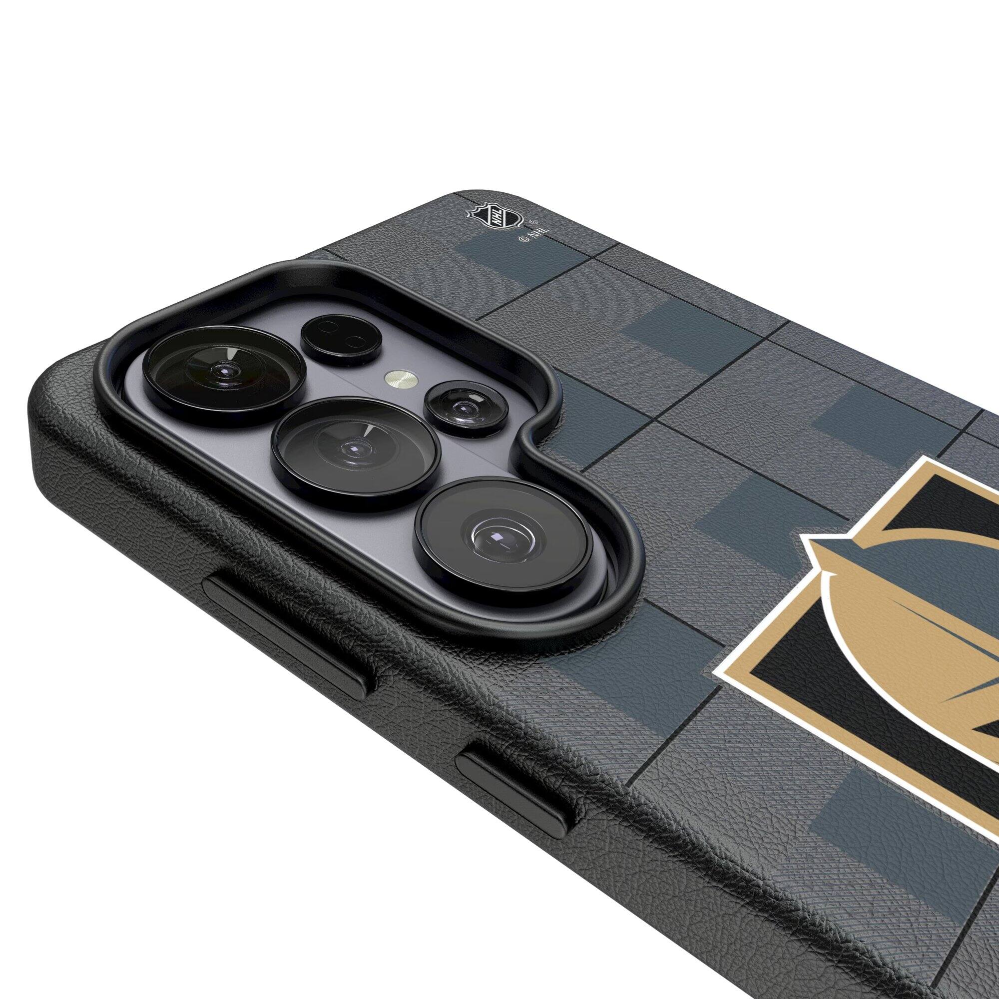 Alt View 2. Keyscaper - Vegas Golden Knights Plaid Galaxy Magnetic Bump Case - S25 Ultra - Black.