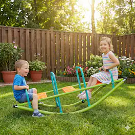 Loheer - 5 ft Kids Rocker Seesaw with HDPE Seats, Anti-Slip Outdoor Teeter Totter for Backyard - Green