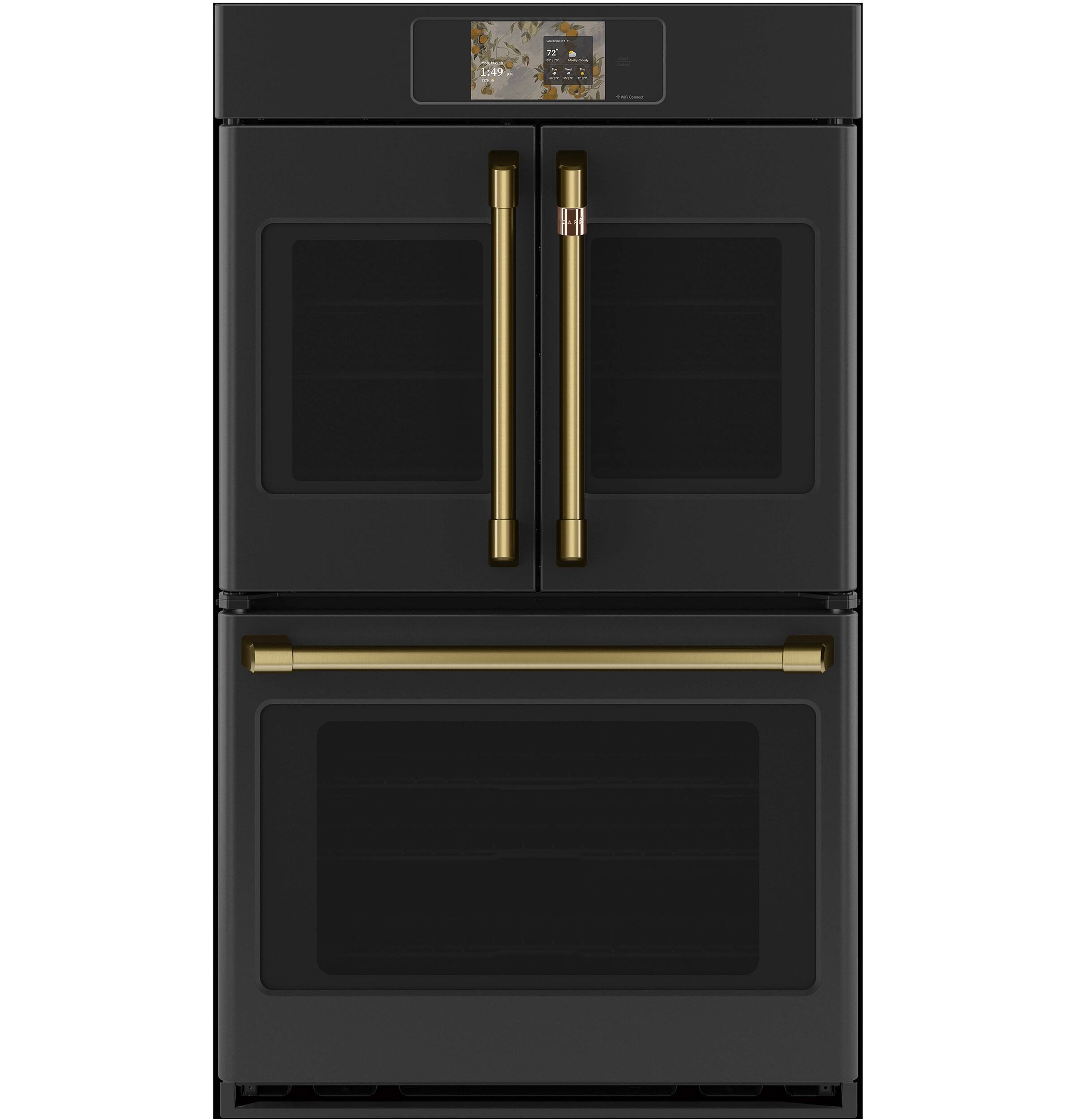 Alt View 25. Café - 30" Smart Built-In Double Electric Convection French Door Wall Oven with No Preheat Air Fry - Matte Black.