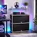 Front. Malletson - 3 Tier Modular Metal Sideboard Storage Cabinet, Modern Grid-Style, for Gaming Room, Living Room or Office - Black.