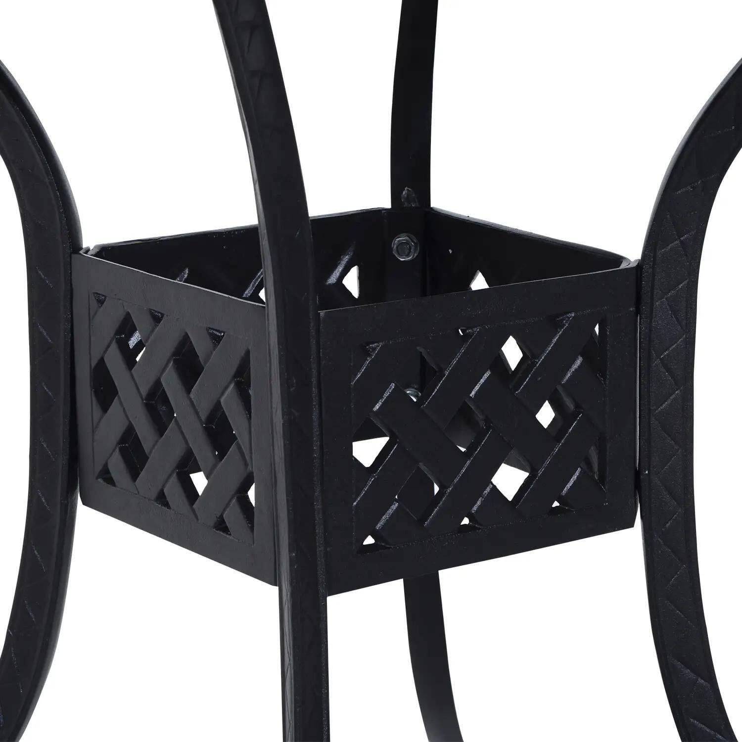 Alt View 2. Resenkos - Resenkos Square Patio Dining Table, Umbrella Hole, Outdoor Bistro Table, Cast Aluminum, Black - Black.