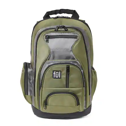 Front. Ful - Free Fallin' Padded Laptop Backpack, Fits Up to 17-Inch Laptops - GREEN.
