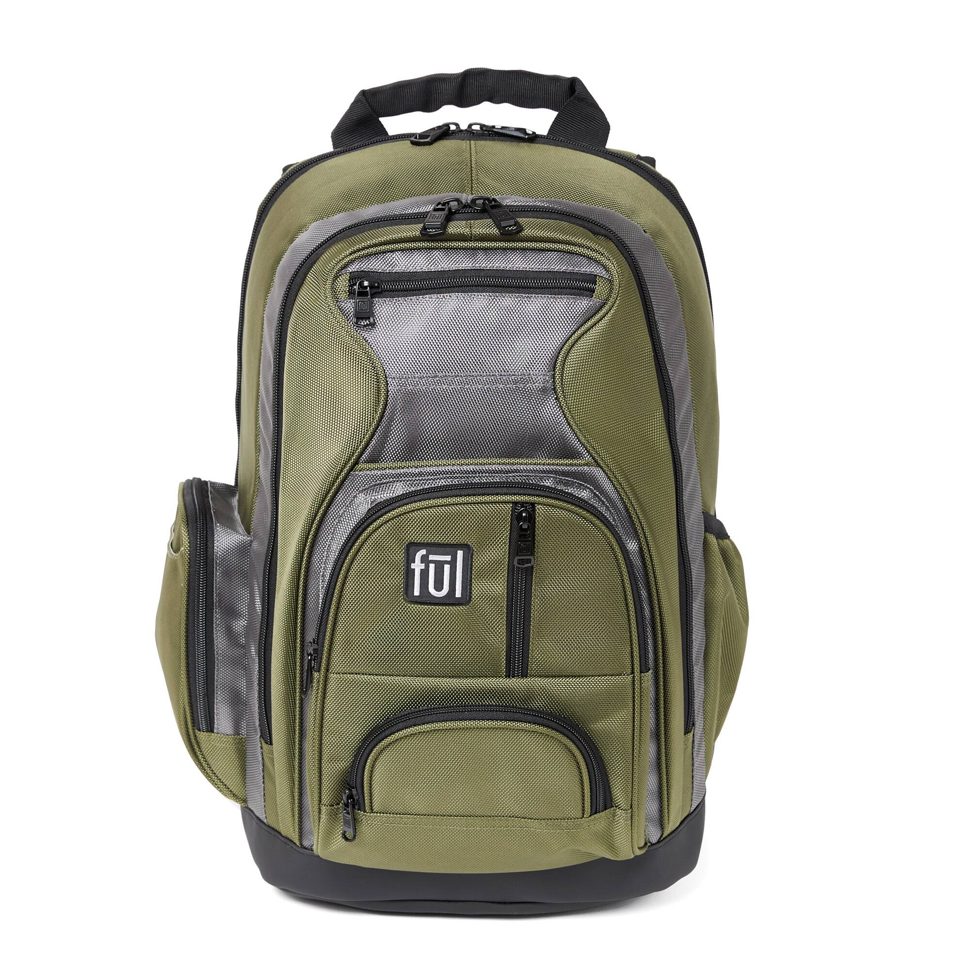 Front. Ful - Free Fallin' Padded Laptop Backpack, Fits Up to 17-Inch Laptops - GREEN.