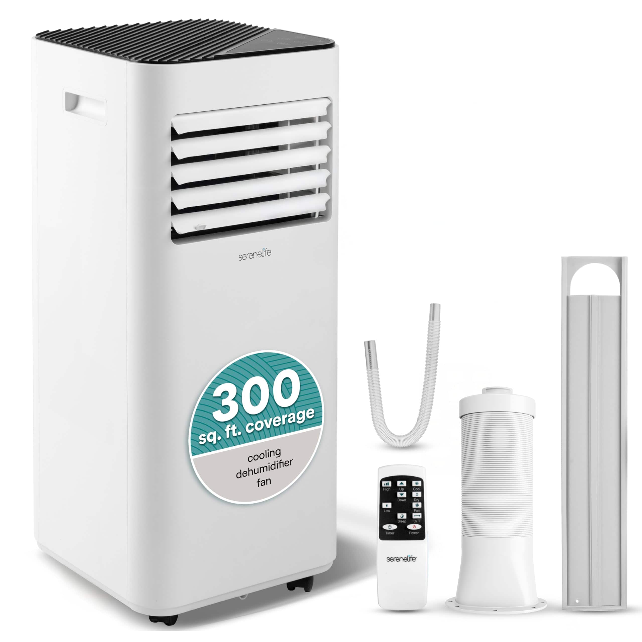SereneLife - Portable Conditioner, 8000 BTU 3-in-1 AC for Rooms Up to 300 Sq. Ft., Energy Efficient, Remote Control
