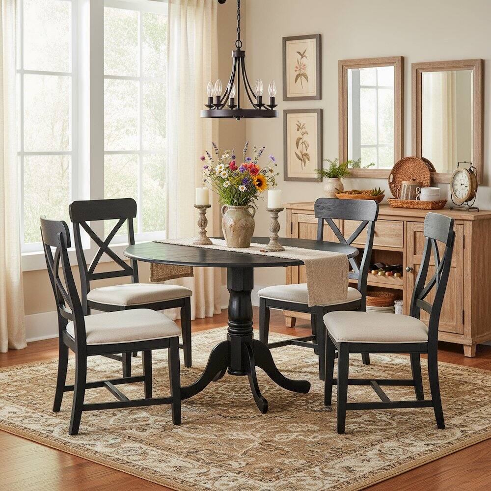 Alt View 3. FurniFact - Round Table - Brown.