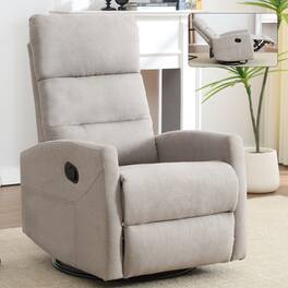 GOODSILO - Manual Recliner Chair with Rocker & Swivel - Fabric Living Room Seating - Gray