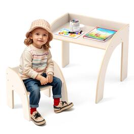 Costway - Kids Desk and Chair Set Wooded Toddler Table and Chair Set with Proper Height - White