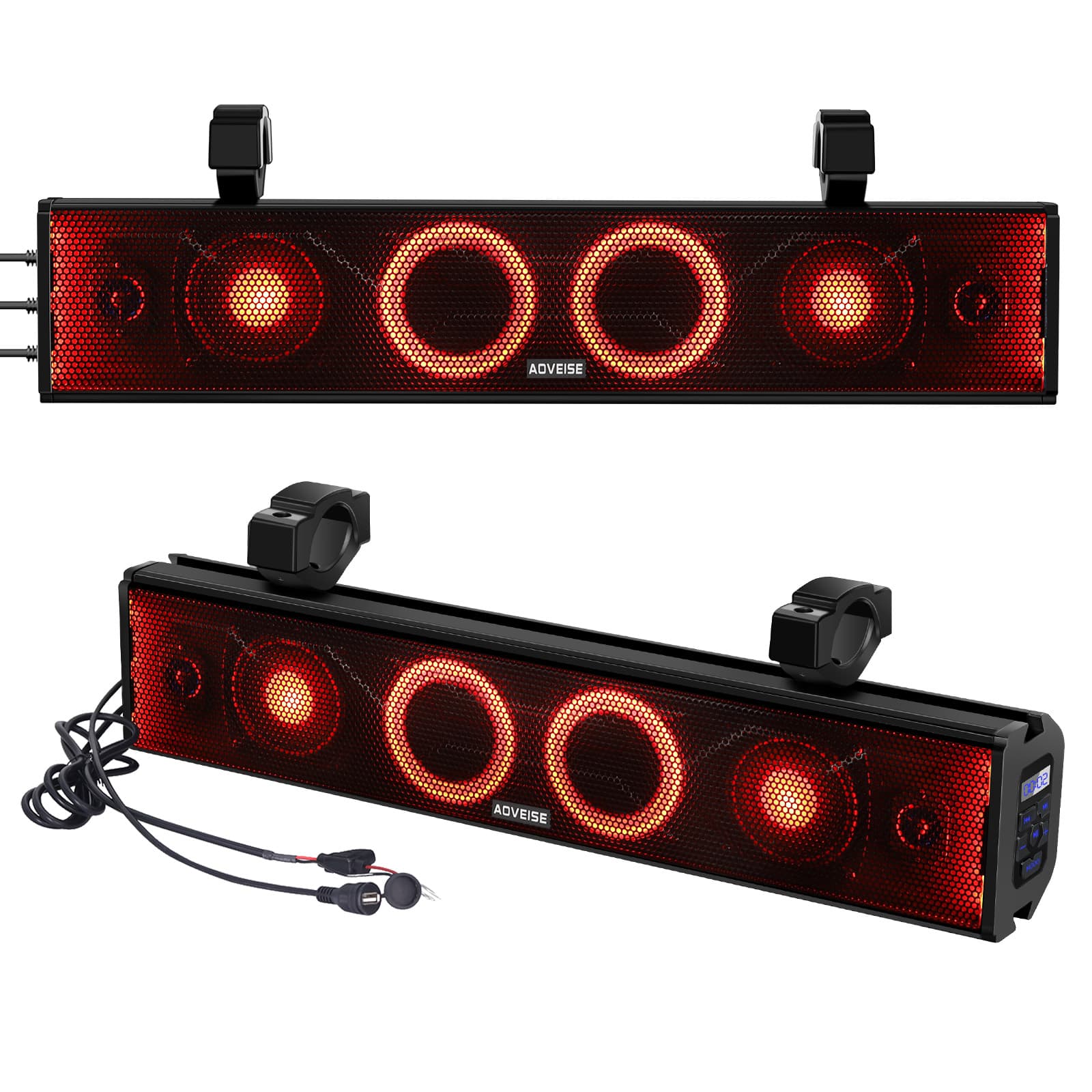 Phivve - 25 in. 500W Wireless Soundbar with AUX /USB, Remote Control, RGB Multicolor Illumination, Waterproof - Black