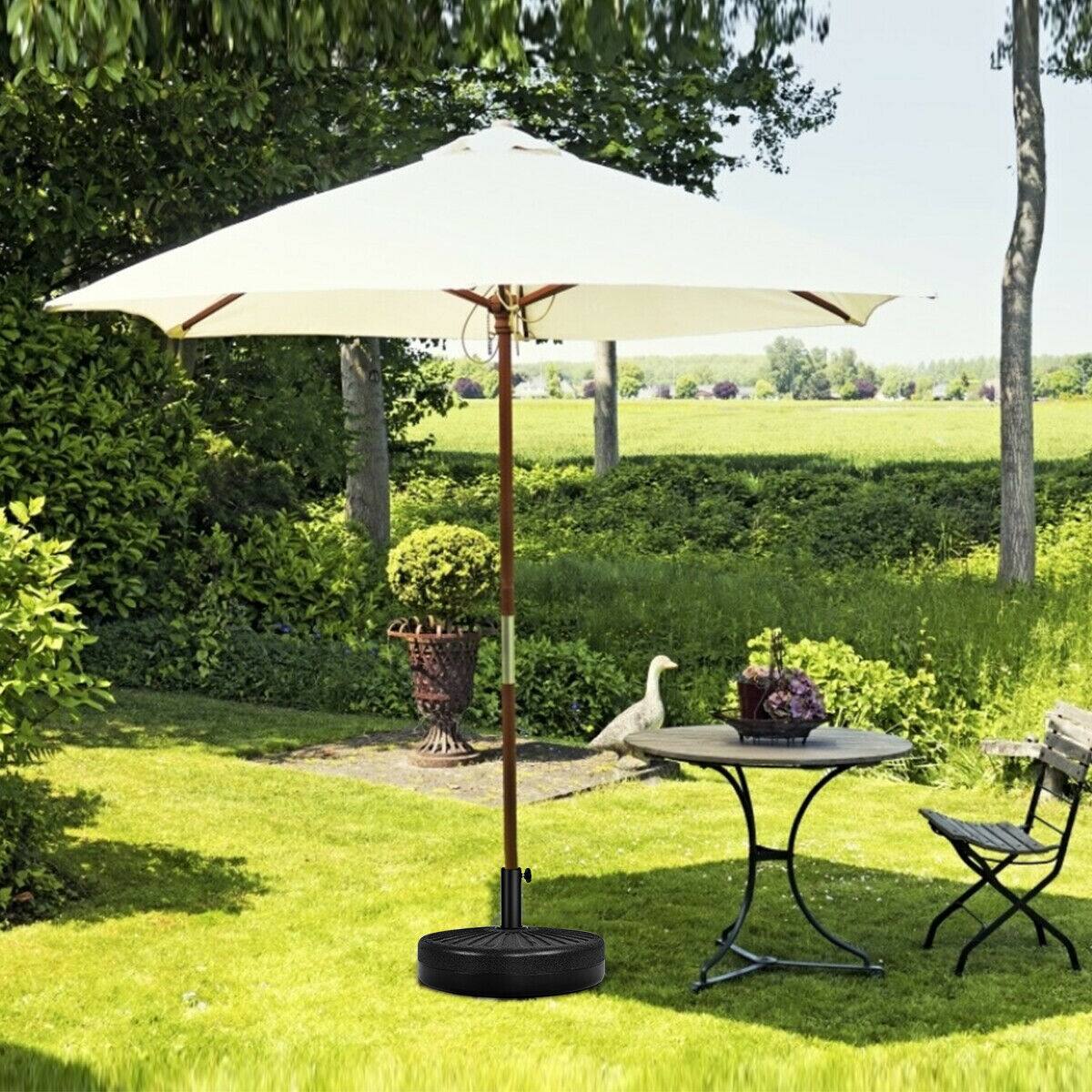 Alt View 5. Costway - 20'' Round 23L Water Filled Umbrella Base Stand Self-filled Patio Furniture - Black.