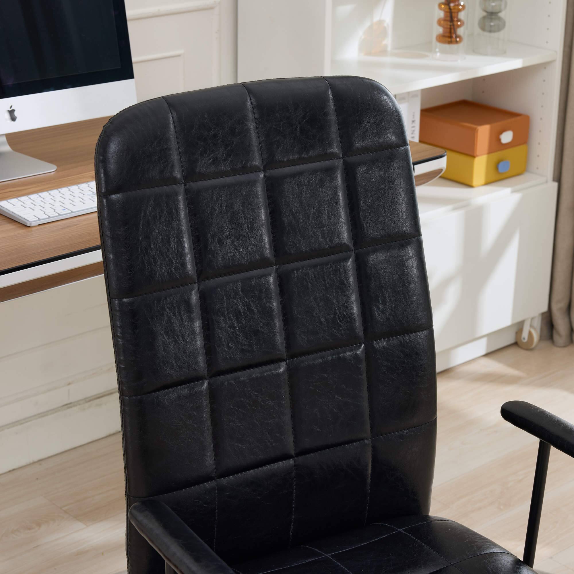 Back. GOODSILO - Antique PU Leather Executive Office Chair with High Backrest and Adjustable Gas Lift for Ergonomic Comfort - Antique Black.