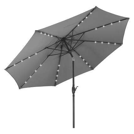 Front. Ainfox - Ainfox 10FT Large Patio Umbrella with Solar LED Lights & Crank Handle Outdoor Market Umbrella -Gray - gray.