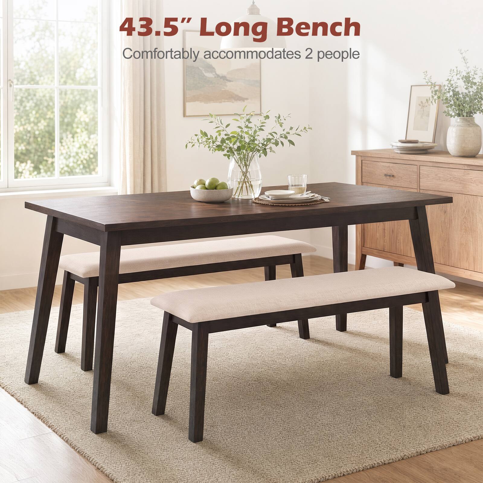 43.5" Long Bench  
Comfortably accommodates 2 people