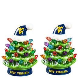 Evergreen Enterprises - West Virginia Mountaineers 2-Pack 4" Ceramic LED Christmas Tree Set - Multicolor