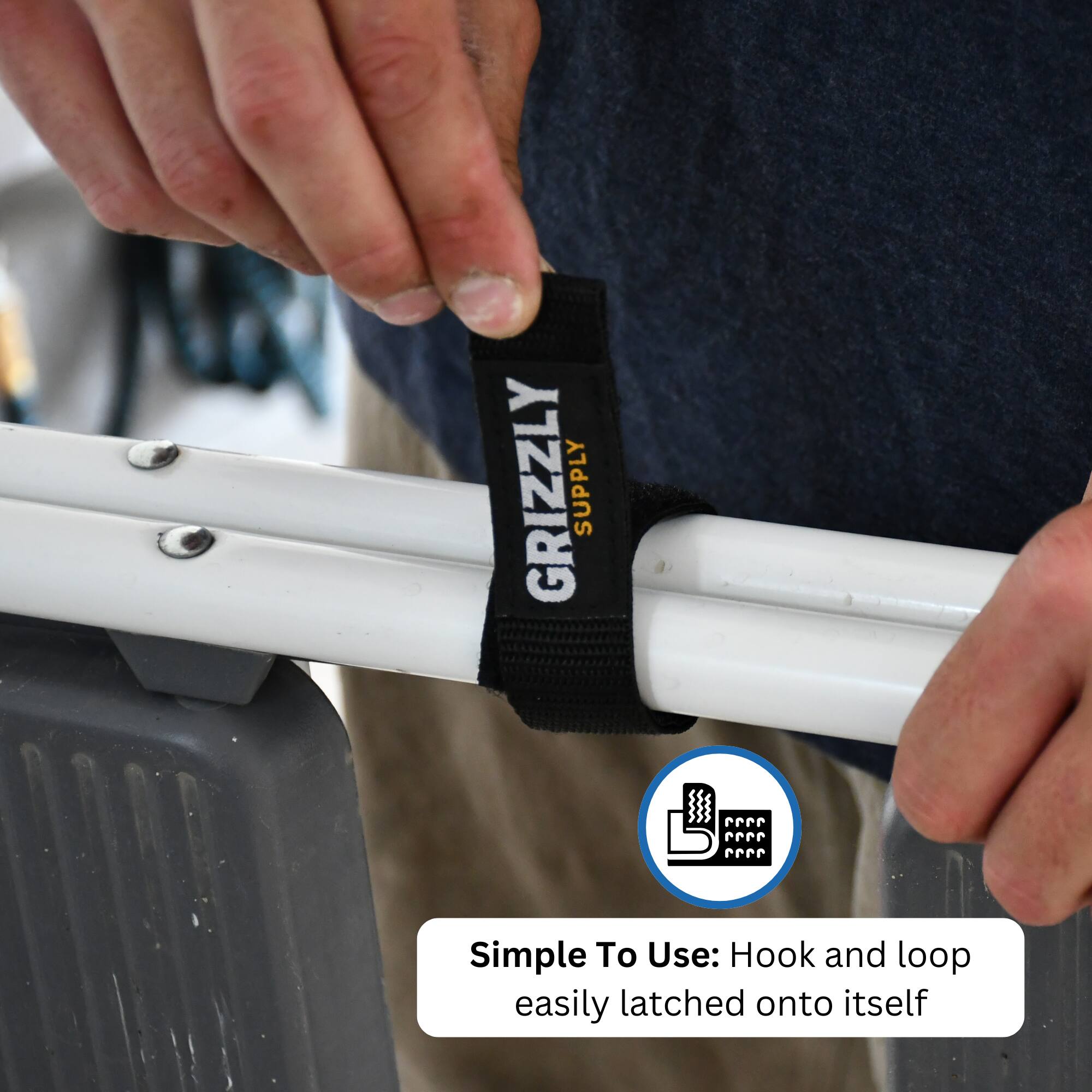 GRIZZLY SUPPLY

Simple To Use: Hook and loop easily latched onto itself