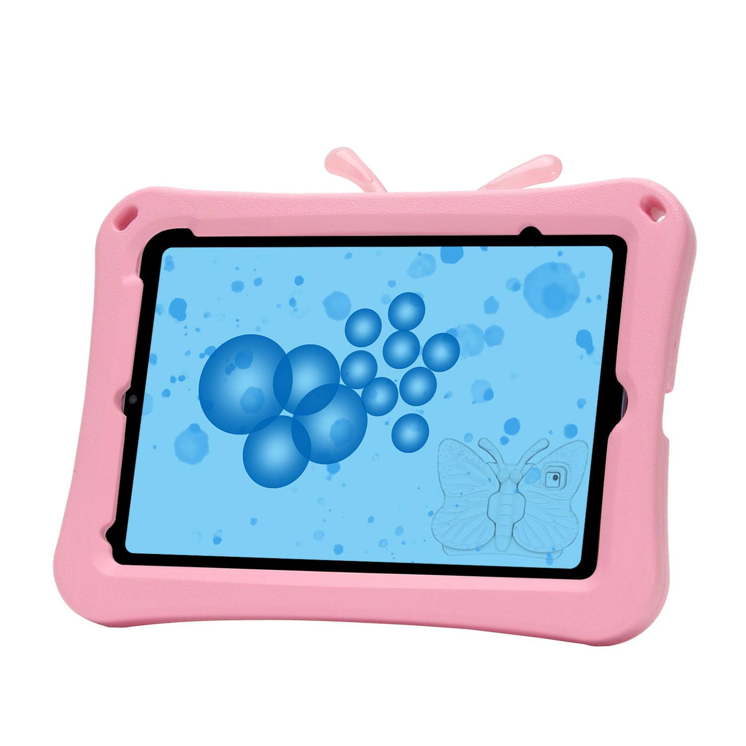 Back. Dteck - Kids Butterfly Case for Apple iPad mini (A17 Pro) 2024 & iPad mini 6th/5th/4th Gen,3D Cartoon EVA Shockproof Stand Cover - Pink.