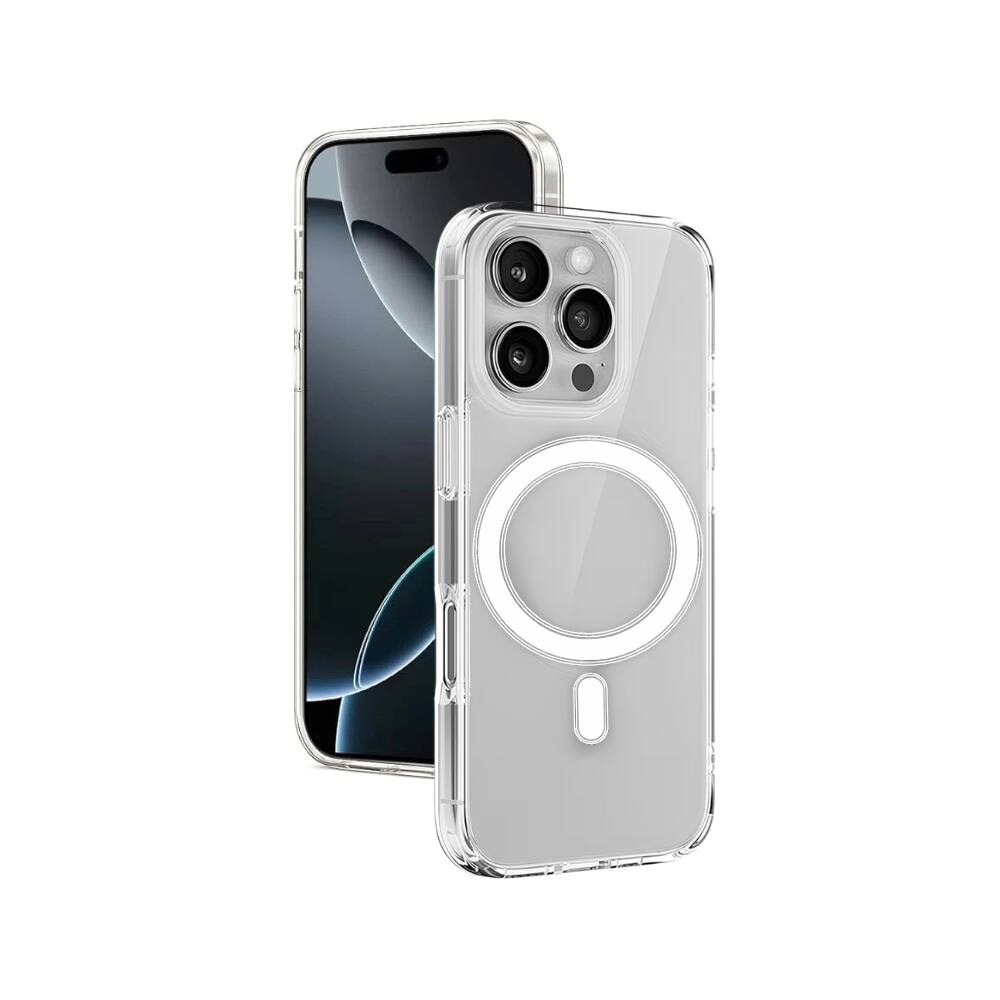 Alt View 4. Qixxronics - Magnetic Case for iPhone 16 Pro Max Cellphone Magnetic Cover Shockproof Slim Phone Case - Clear.