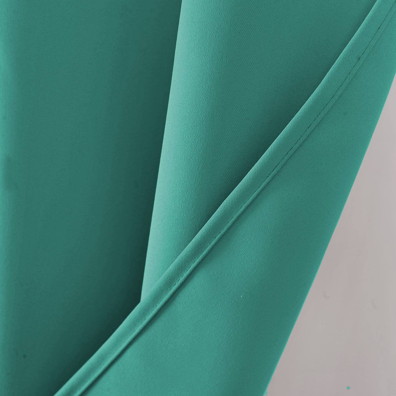 Left. RT Designers Collection - RT Designers Collection 100% Polyester 250 GSM Riley 100% Blackout Grommet Panel 54" x 105" Teal - Teal.