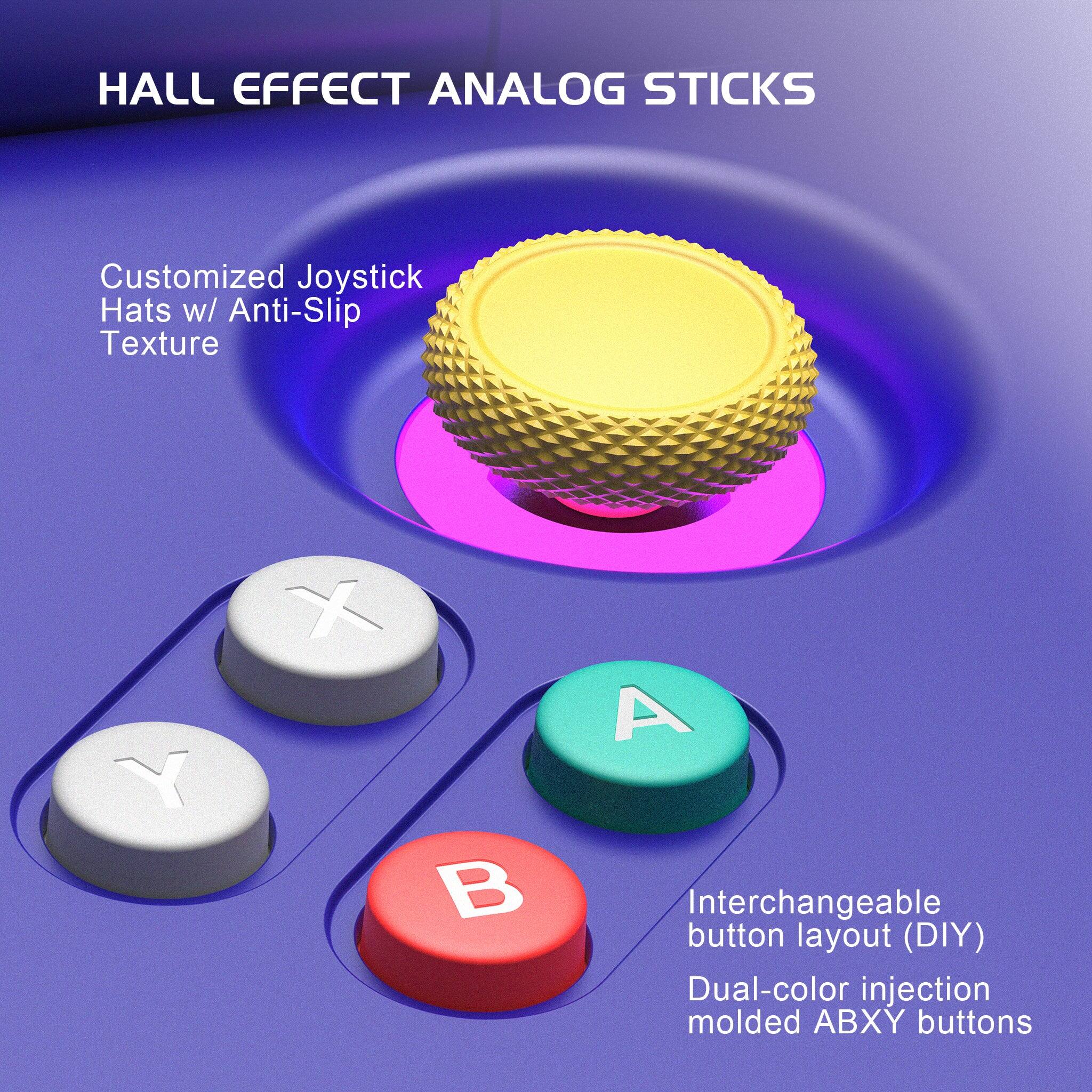 HALL EFFECT ANALOG STICKS

Customized Joystick Hats w/ Anti-Slip Texture

Interchangeable button layout (DIY)

Dual-color injection molded ABXY buttons