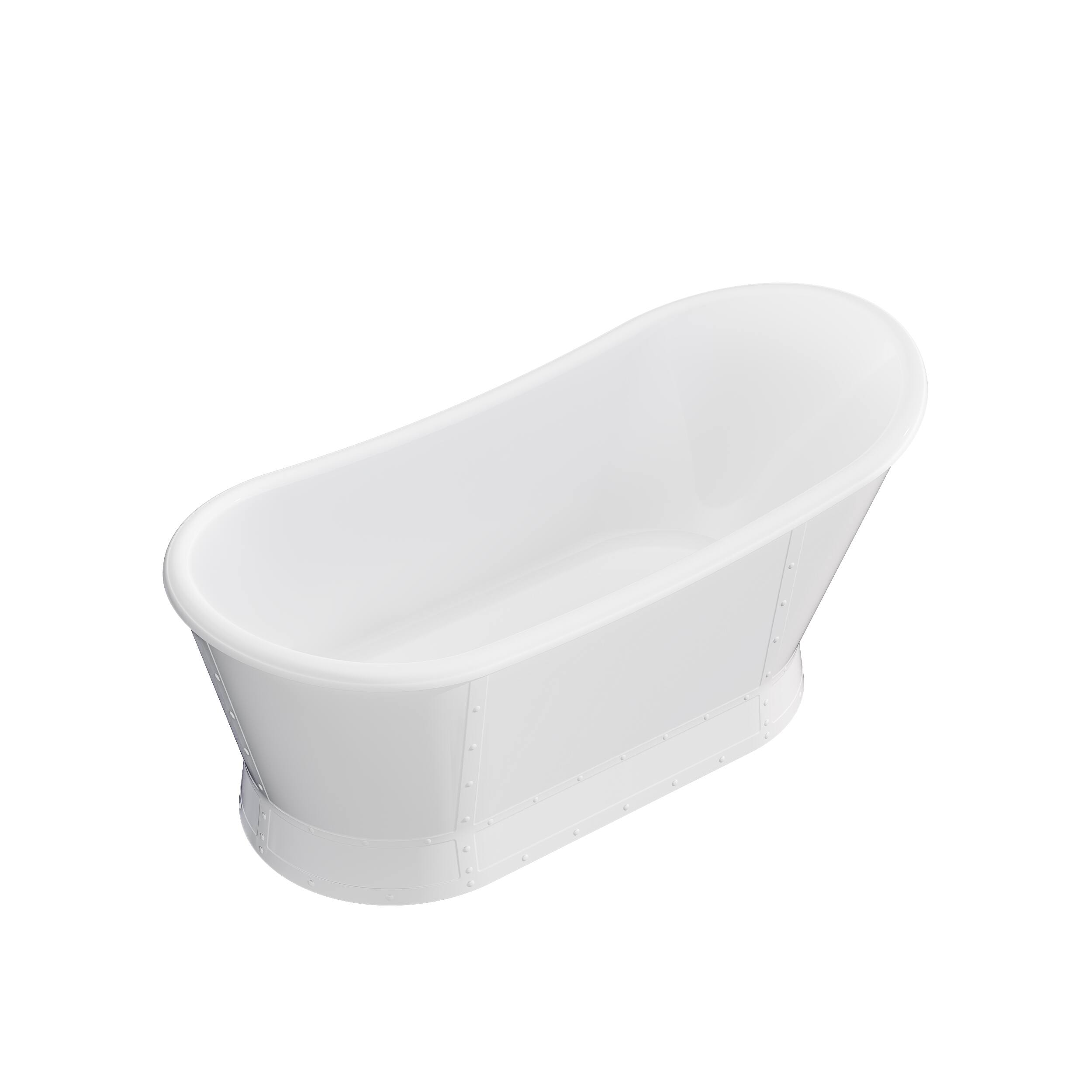Alt View 8. WELLFOR - Royal 66 in. Acrylic Flat Bottom Double Ended Freestanding Soaking  Bathtub with Drain and Overflow - White.
