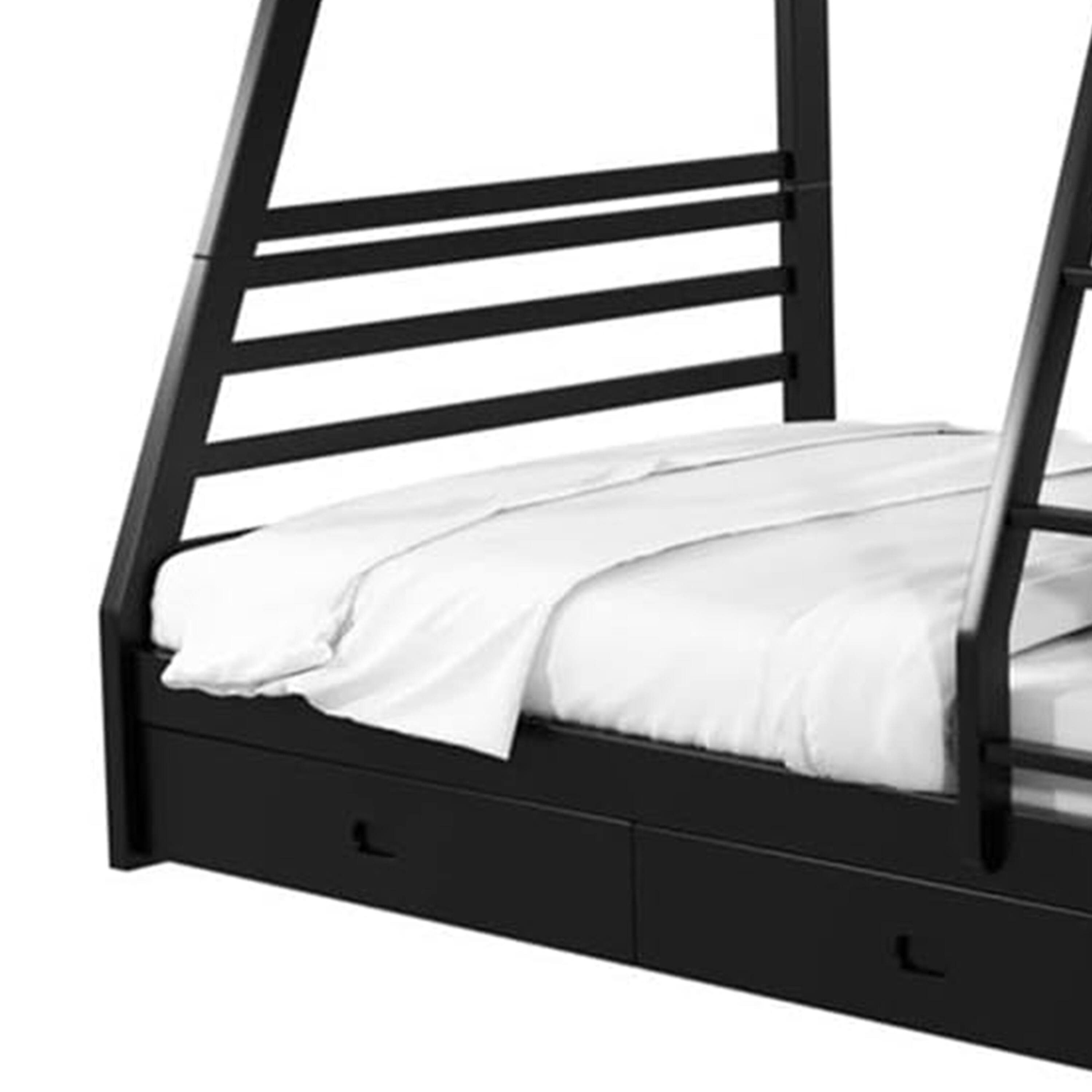 Back. Manhattan Lane - Zegy Twin over Full Bunk Bed with 2 Drawers and Attached Ladder - Black.