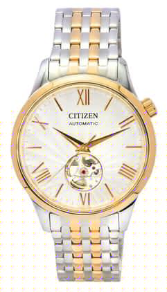 Citizen - Two Tone Stainless Steel Open Heart Dial Automatic NH9136-88A Men's Watch - White