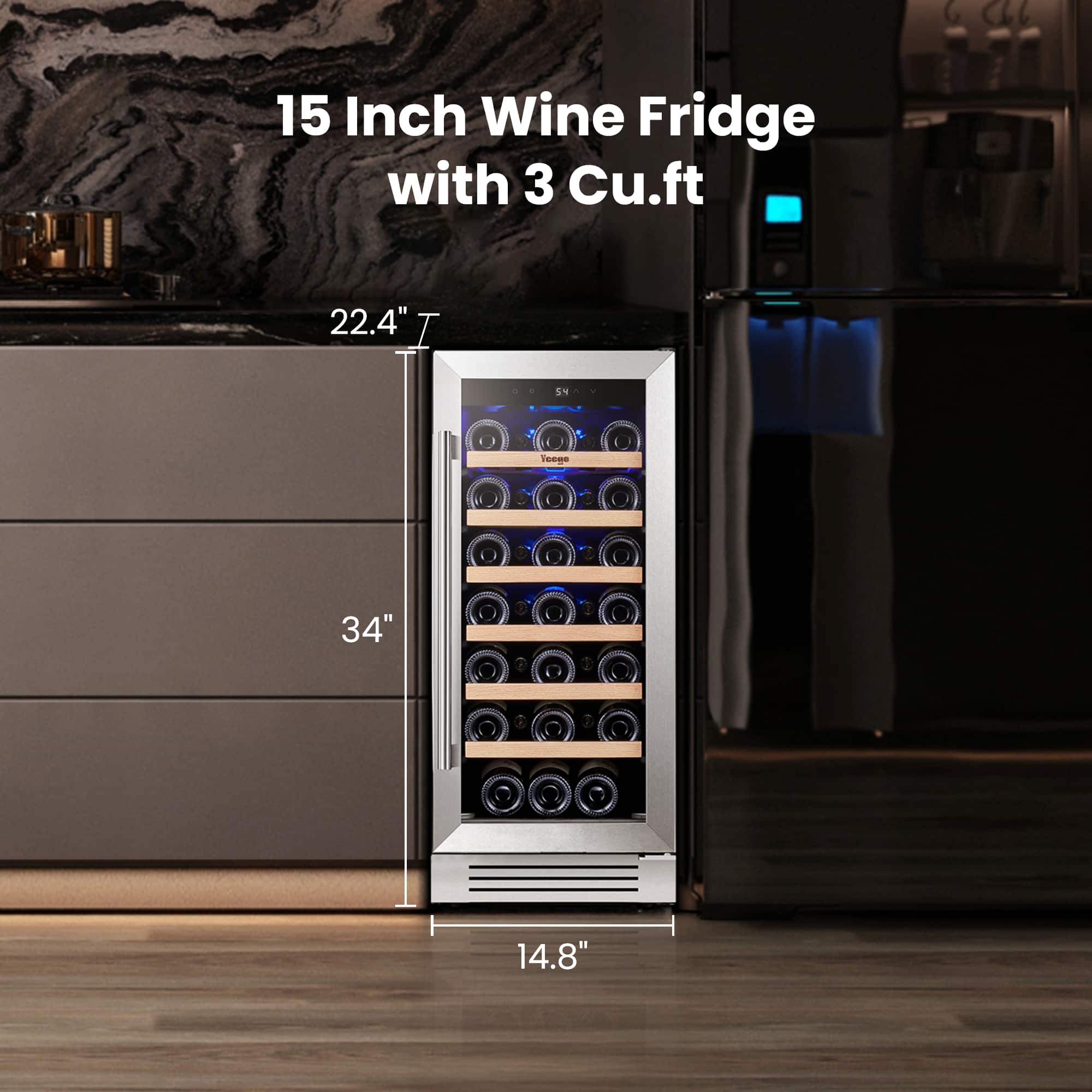 15 Inch Wine Fridge with 3 Cu.ft
22.4" T
34"
14.8"