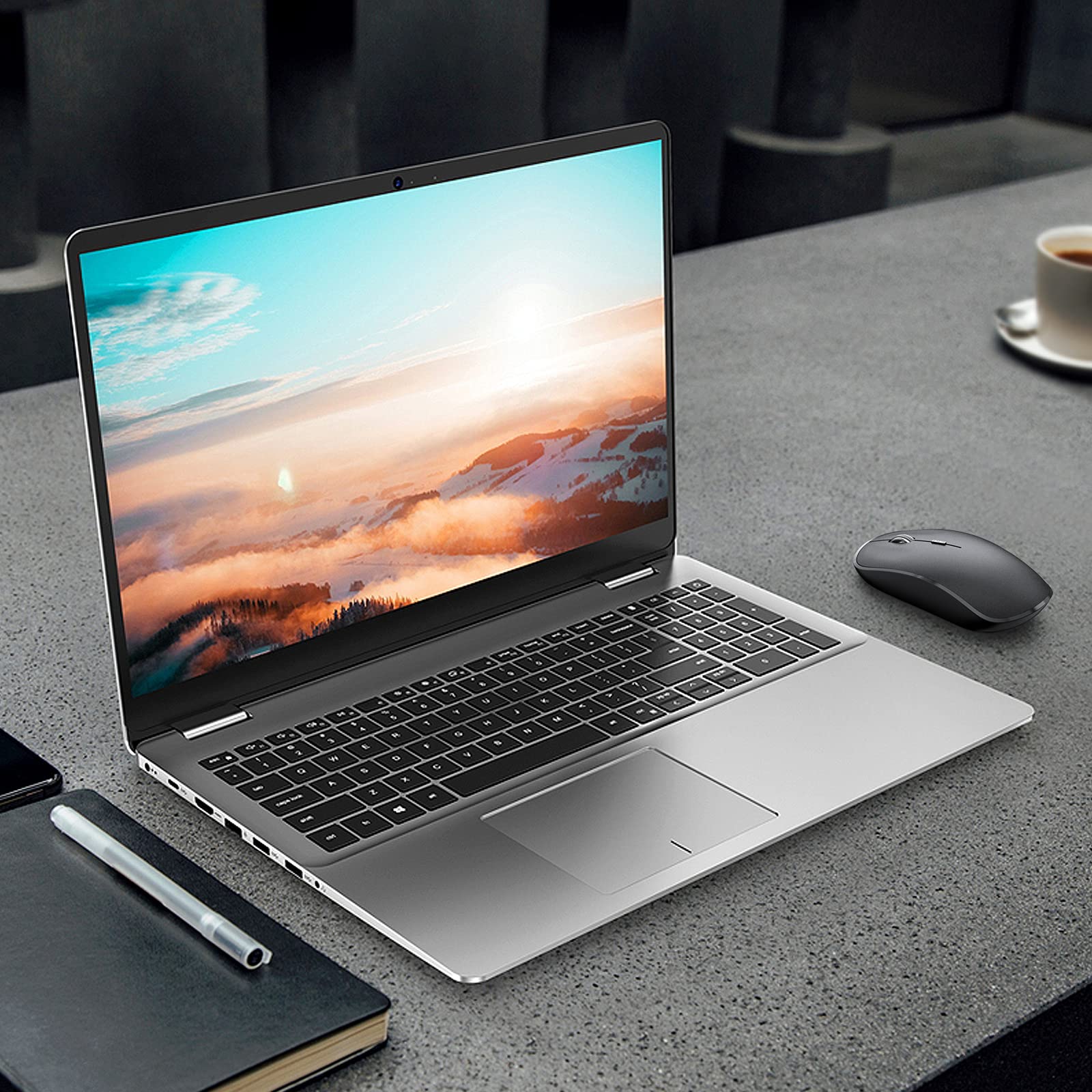 Alt View 4. Cozy Serene - Wireless Mouse Silent USB Black 2.4g Portable Slim Computer With Nano Receiver 2400 - Red and Blue.