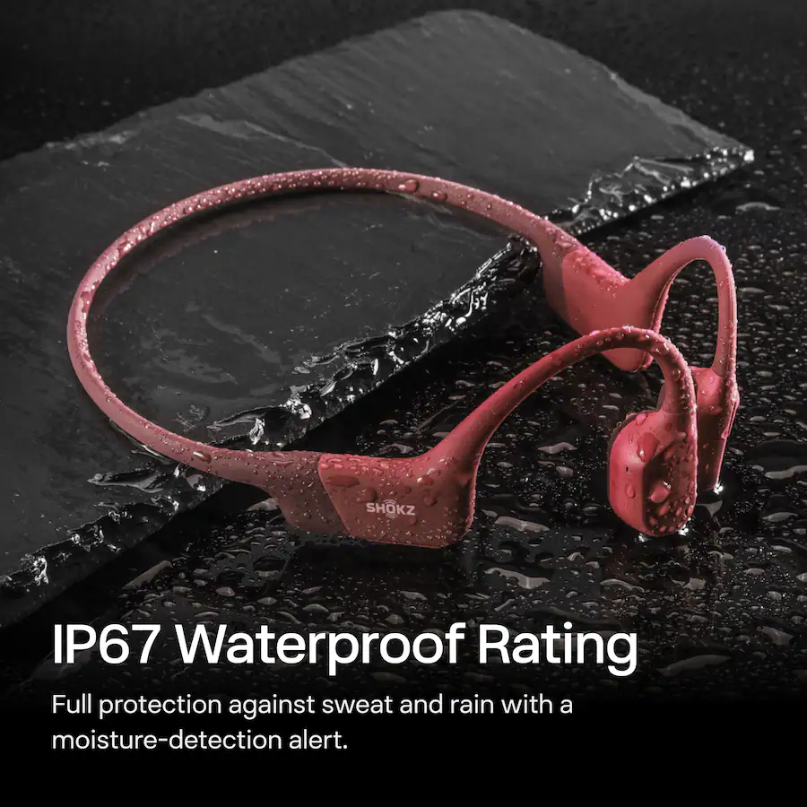 Shokz OpenRun Bone Conduction Open Ear Endurance Headphones Red