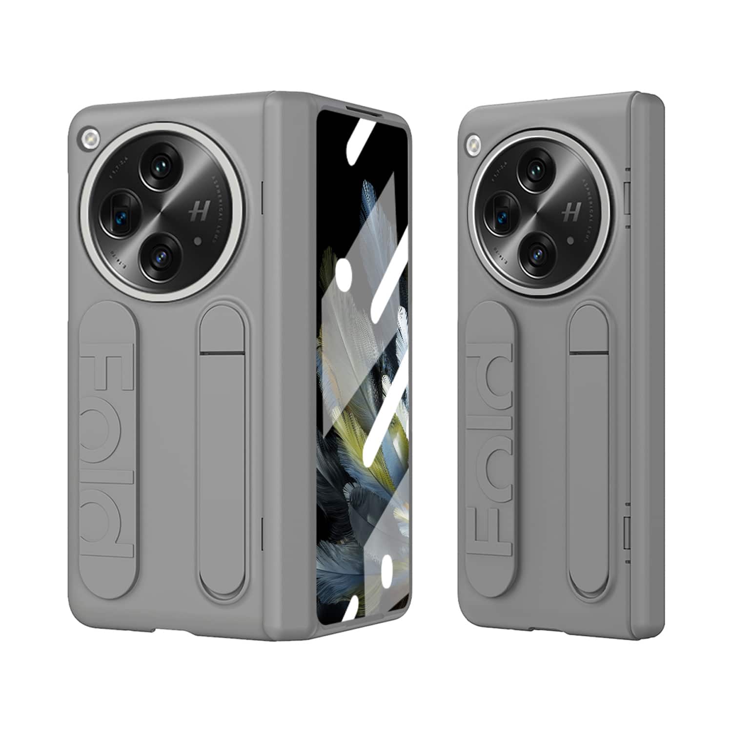 Dteck - Full Body Case for OnePlus Open/Oppo Find N3,Shockproof Slim Stand Cover with Hinge Protection,Built-in Screen Protector - Gray