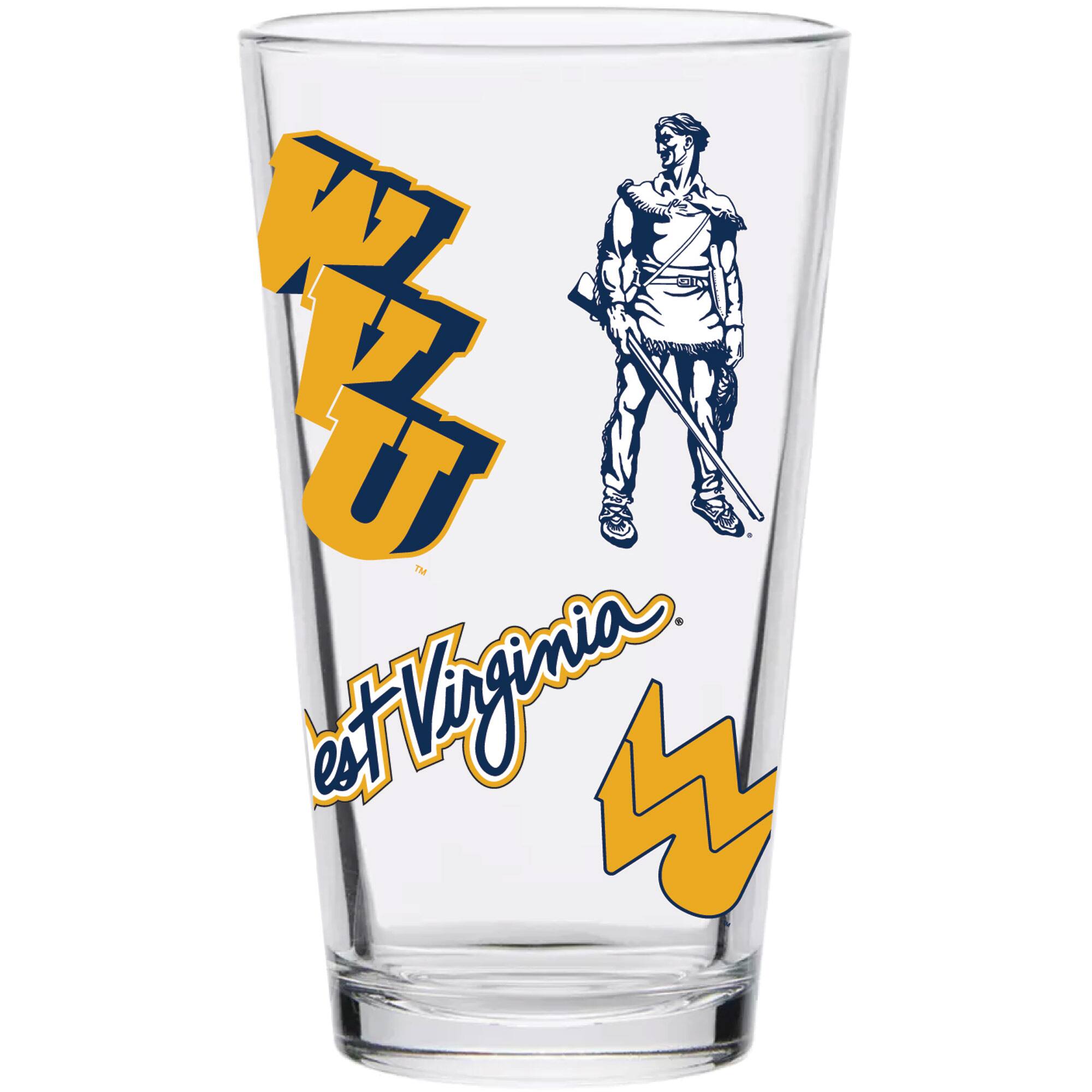 Alt View 1. Indigo Falls - West Virginia Mountaineers 16oz. Medley Vintage Pint Glass - Multicolor.