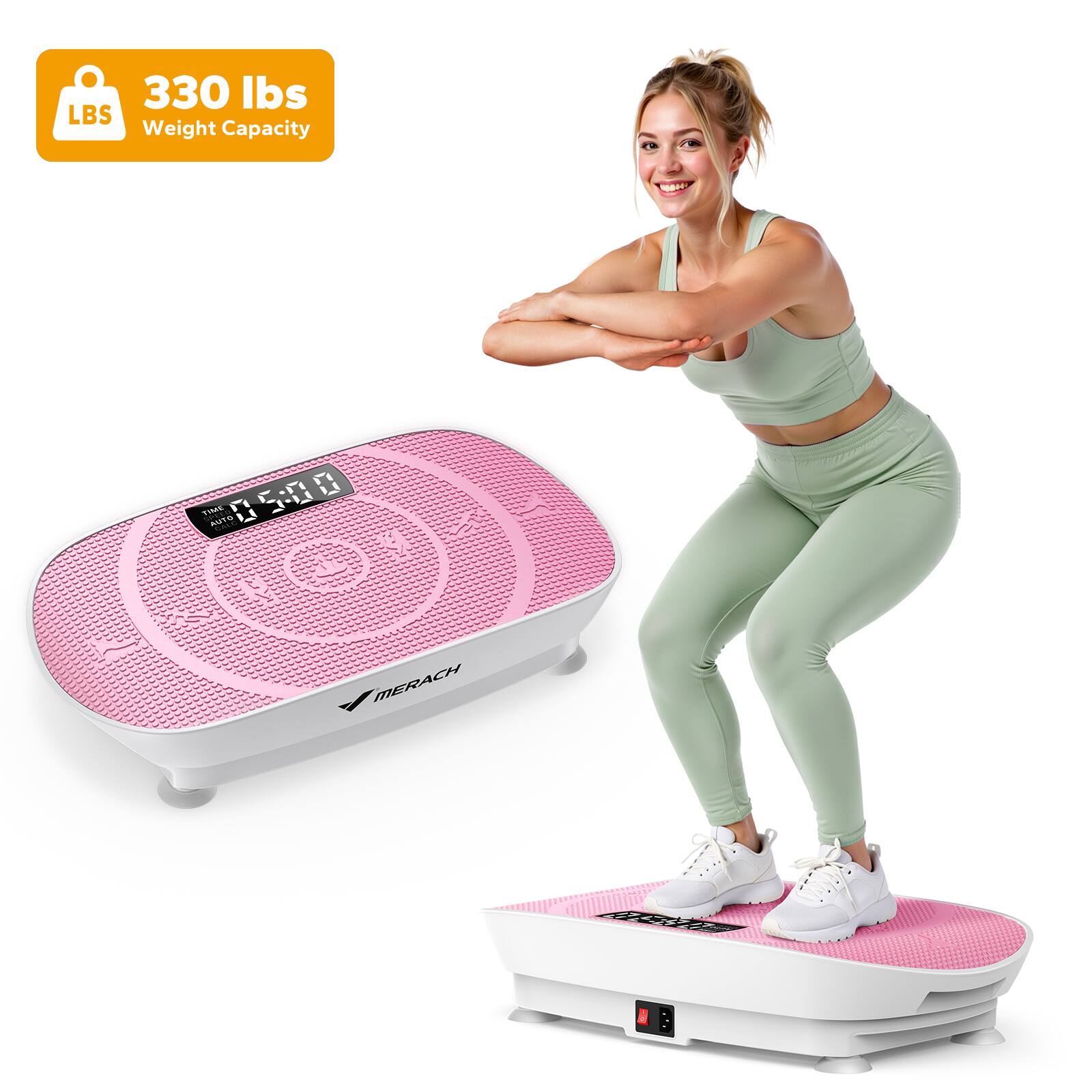 MERACH - Slim Vibration Plate Quiet Compact Vibration Plateform Exercise Machine - Pink