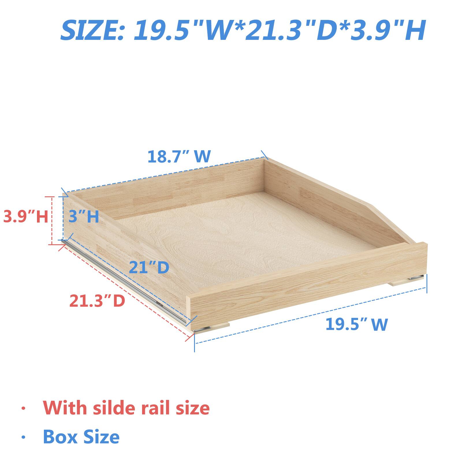 SIZE: 19.5"W*21.3"D*3.9"H

- With slide rail size
- Box Size

19.5"W
21.3"D
3.9"H

18.7"W
21"D
3"H
