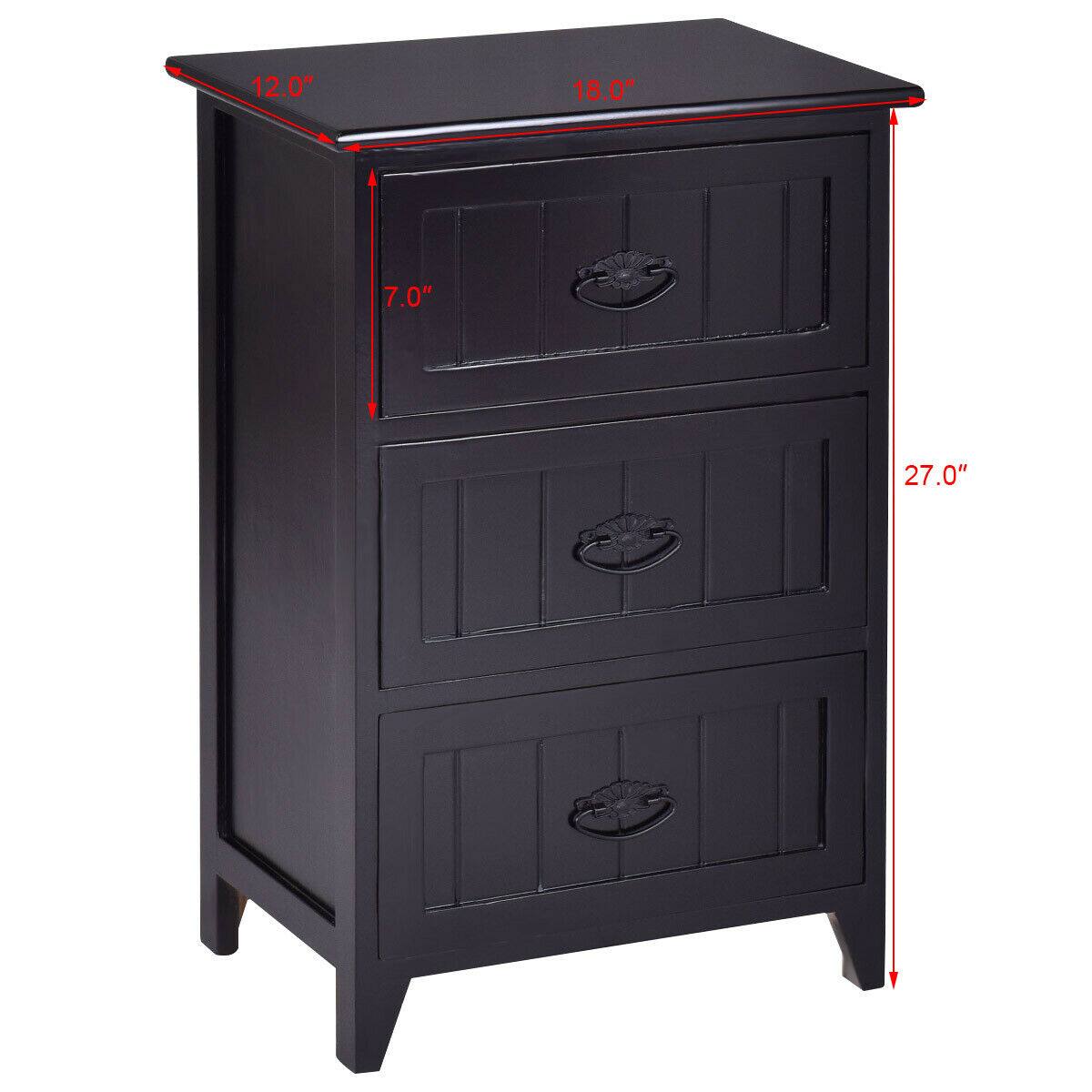 The text on the image reads "12.0" 18.0" 7.0" 27.0". This indicates that the dresser is 12.0 inches wide, 18.0 inches tall, 7.0 inches deep, and 27.0 inches long.