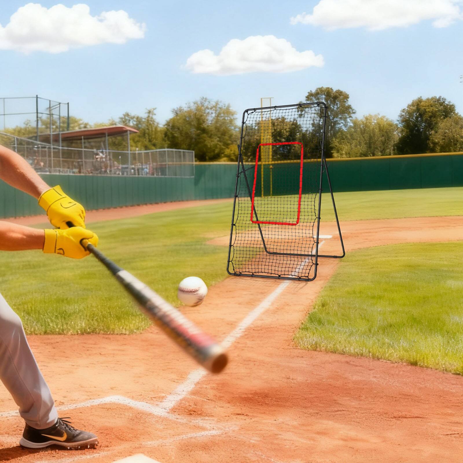 Alt View 2. Oumilen - Multi-Sport Rebound Trainer Net, 86.2in H x 44.6in W Adjustable Rebounder for Baseball Softball Volleyball Soccer - Black.