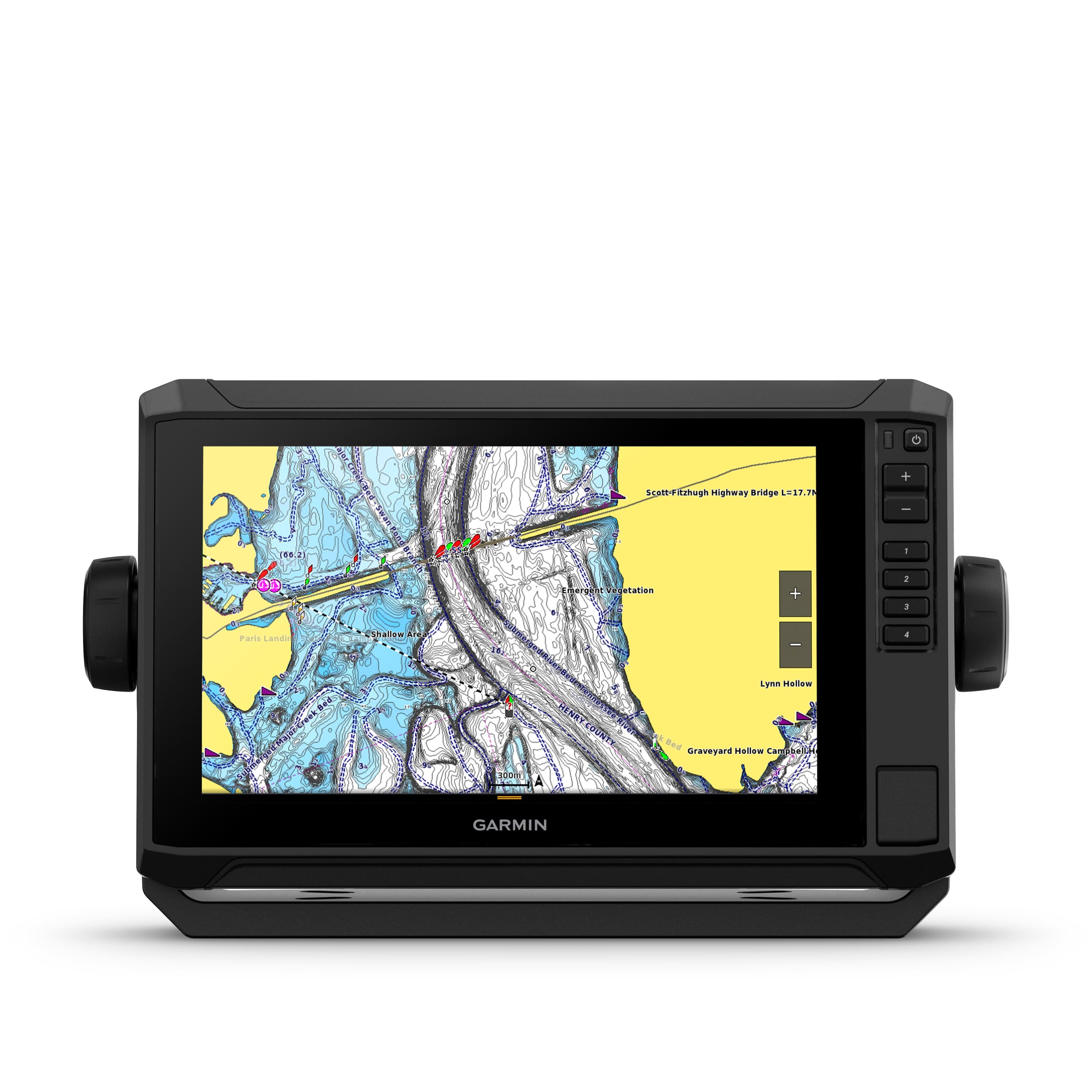 Left. Garmin - ECHOMAP Chartplotter GPS UHD2 93sv with transducer - Black.