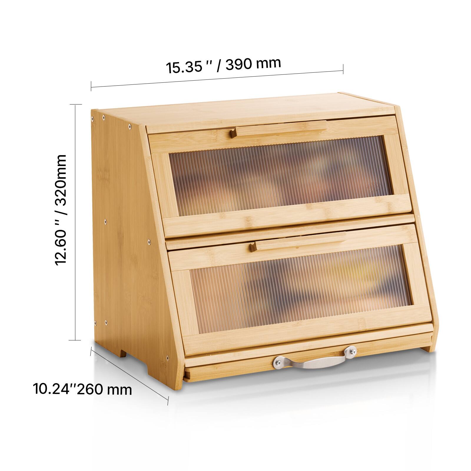 The dimensions of the wooden box are:

- Height: 15.35 inches (390 mm)
- Width: 10.24 inches (260 mm)
- Depth: 12.60 inches (320 mm)