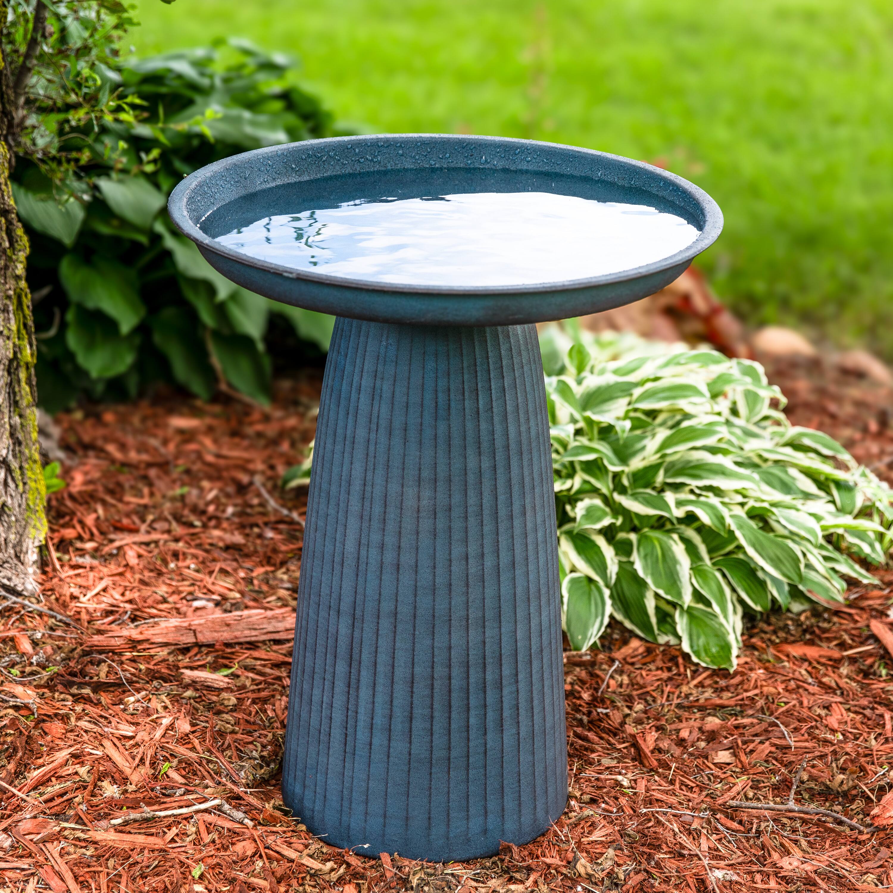 Alt View 7. Sunnydaze - Gleeful Garden Metal Outdoor Bird Bath - Blue.