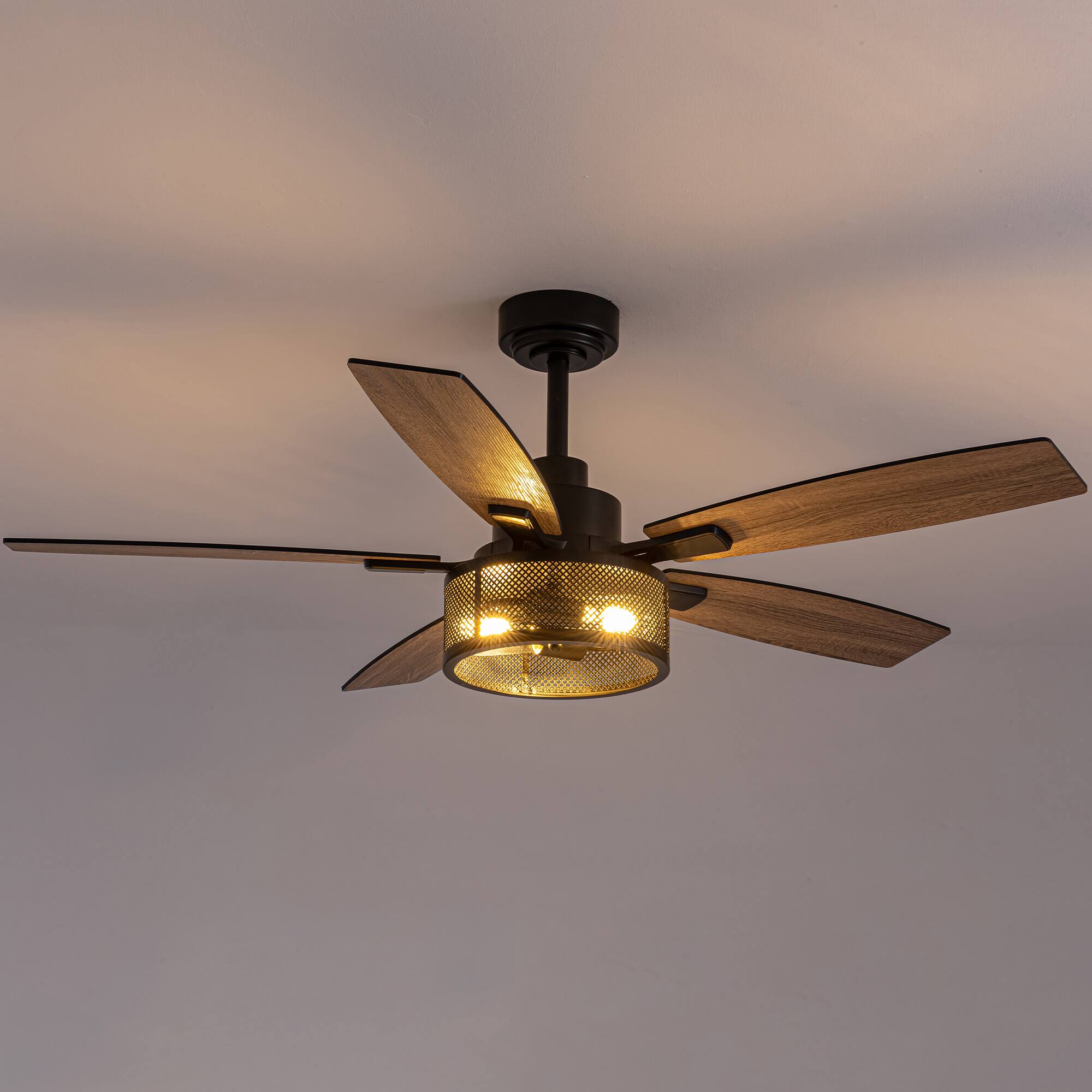 Angle. Siljoy - 46" Ceiling Fans with Lights and Remote Control - Black.