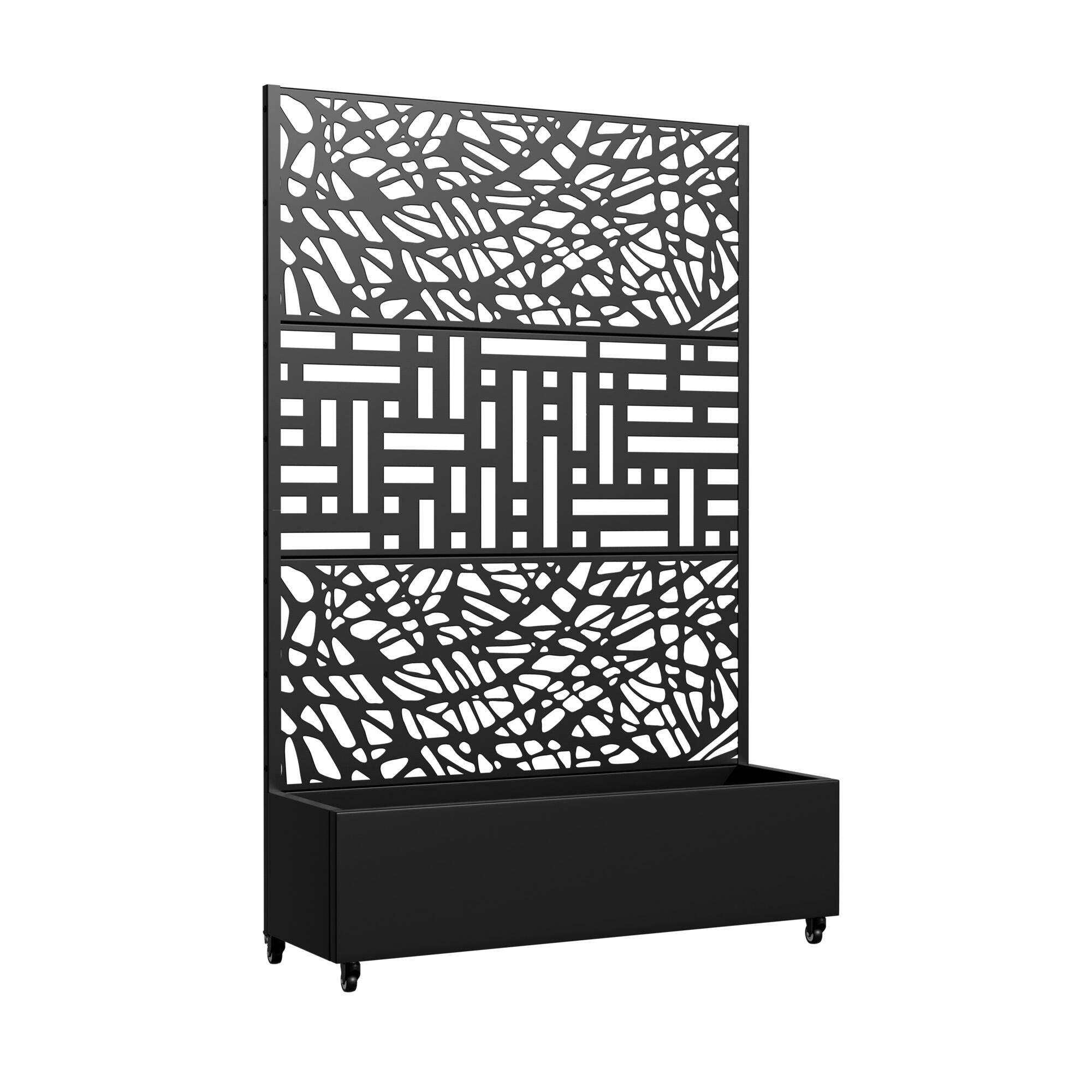 Angle. PexFix - 72 in. H x 47 in. W Netllen Pattern Rectangle Metal Planter Box Raised Garden Beds with Trellis-Ideal for Balcony - Black.