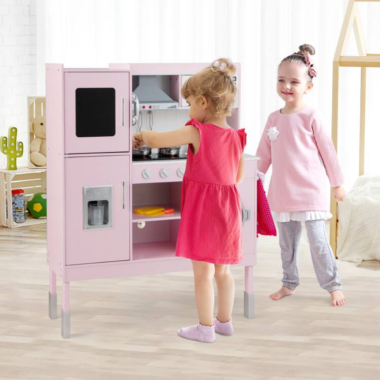 Alt View 1. SlickBlue - Kids Pretend Play Kitchen Set with 16-Piece Accessories for Fun Role Play - Pink.