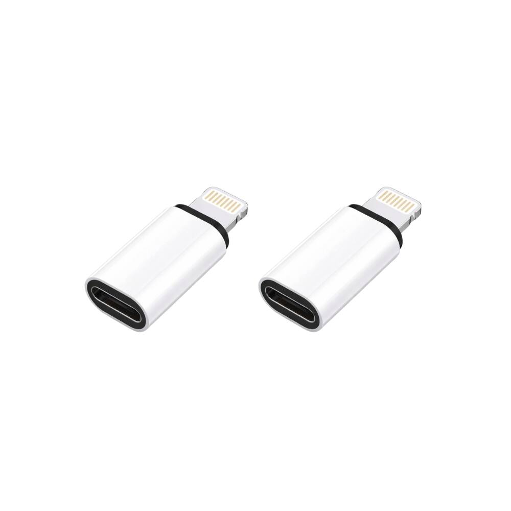 Alt View 1. Qixxronics - USB-C to Lightning Adapter (2-PACK), USB C Female to Lightning Male - White.