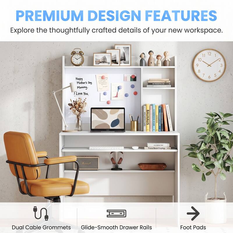 PREMIUM DESIGN FEATURES  
Explore the thoughtfully crafted details of your new workspace.  

Happy Mother's Day Mommy I Love You.  

ARCHITECTURE BAUHAUS | DESIGN SO2S  
Frontce Bacon Croptings al Dual Cable Grommets Glide-Smooth Drawer Rails Foot Pads