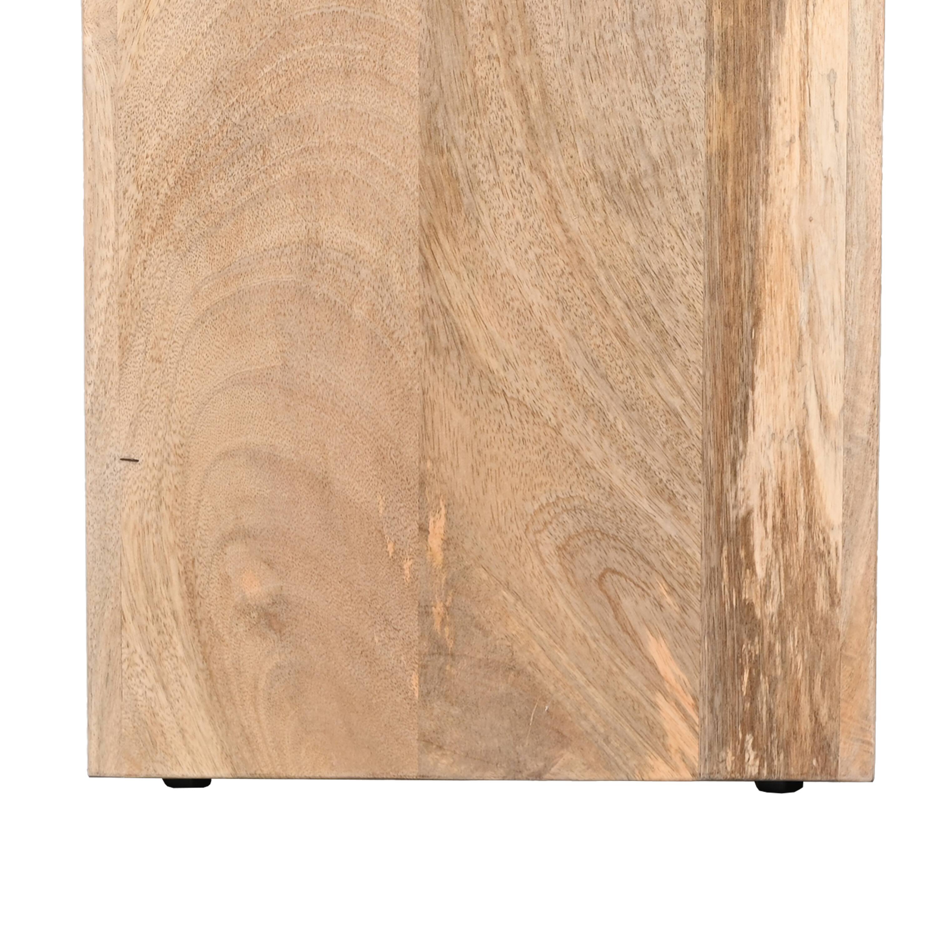 Alt View 3. Manhattan Lane - 20 Inch Rectangular End Side Table, Mango Wood, Sled Base, Glossy White - White and Brown.