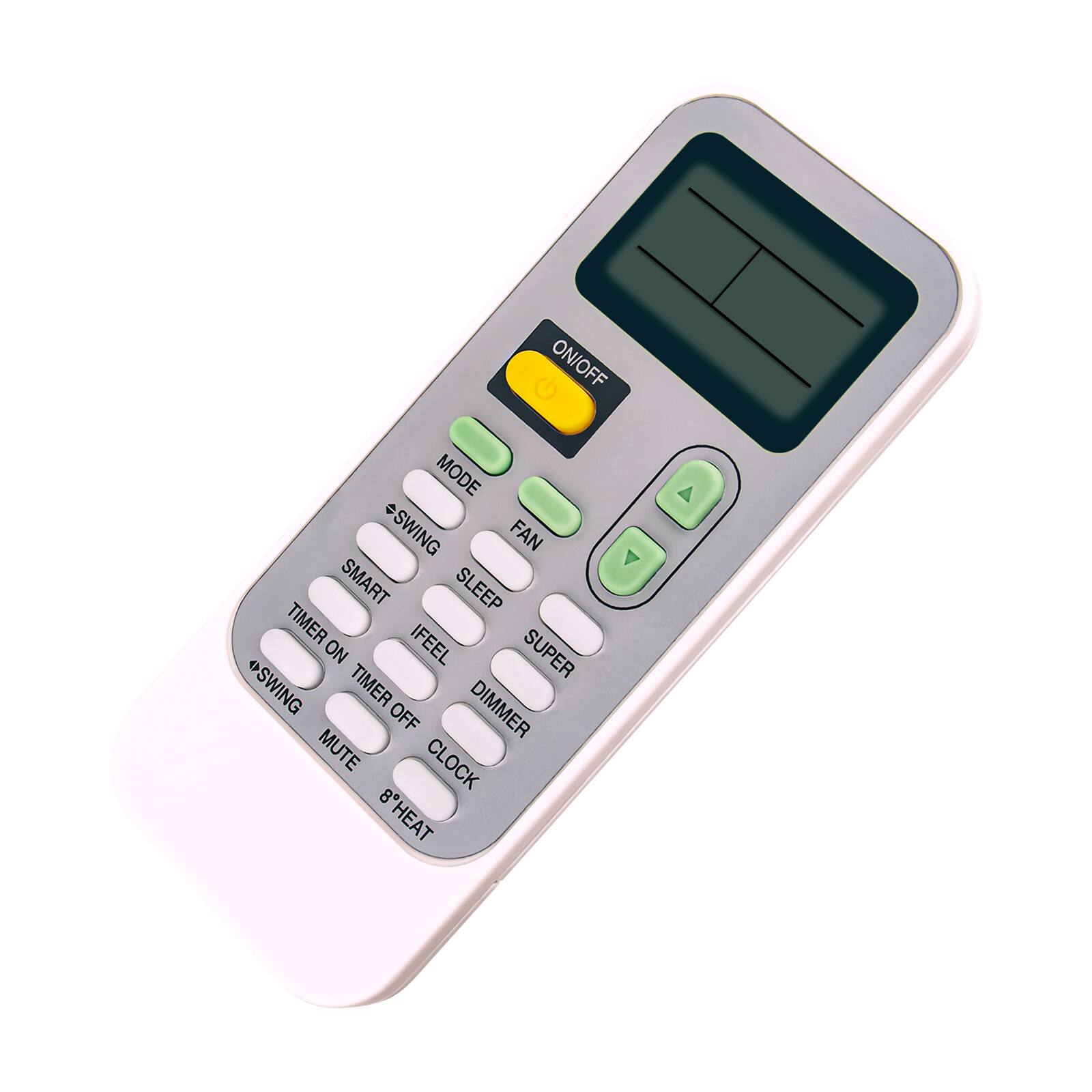 ON/OFF MODE SWING FAN SMART SLEEP TIMER ON IFEEL SUPER OSWING TIMER OFF DIMMER MUTE CLOCK 8 HEAT